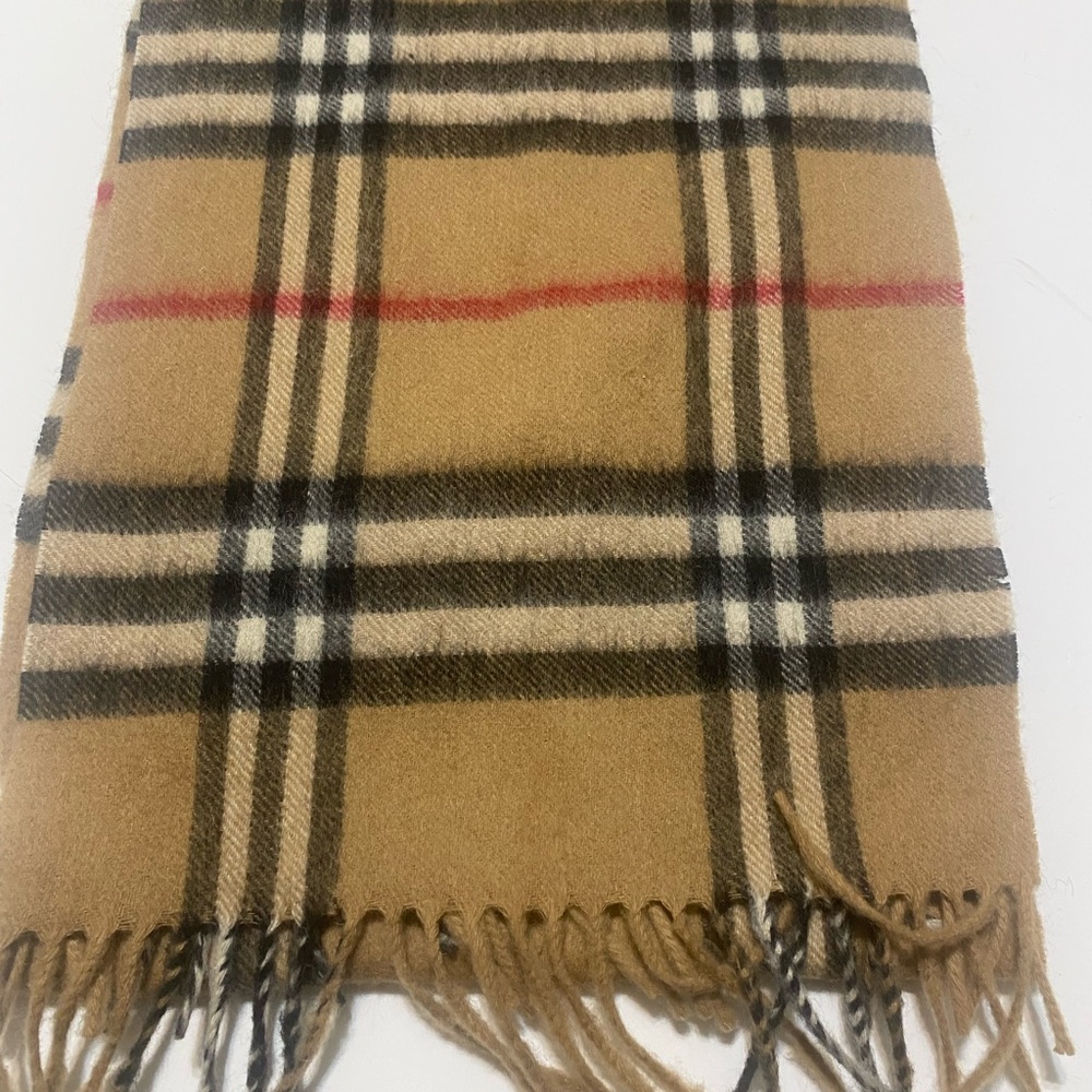 Plaid Fringe Scarf in Camel, Black & Cream